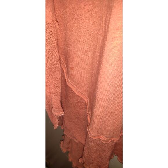 We The Free People Top Womens S Coral Lagenlook Linen Blend Oversized Tshirt - Picture 4 of 16